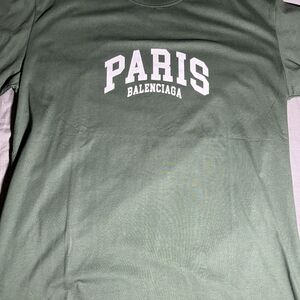 Balenciaga Green Short Sleeve Tee Paris Design